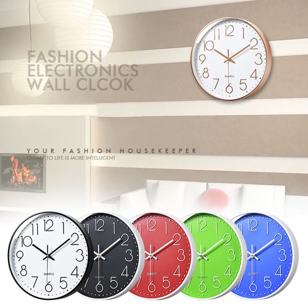 Quartz-Clock Rund Hängande Klocka Plast Mode Design Klockor För Heminredning Vardagsrum 6