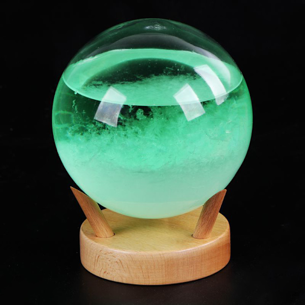 Tempest Glas Ball Predictor Färg Väderprognos Med Trä Bas Dekorativ Barometer Med LED-ljus Skrivbordsprydnad Green