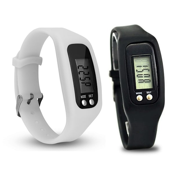 Watch med LCD-skärm Enkel hantering Walking Fitness Tracker Armband Digital stegräknare White