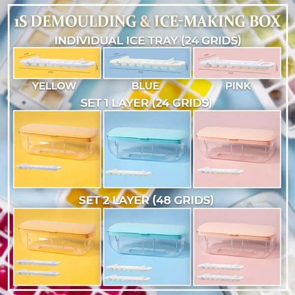 Isbricka med lock och behållare Lätt att släppa islådan Yellow SET 2