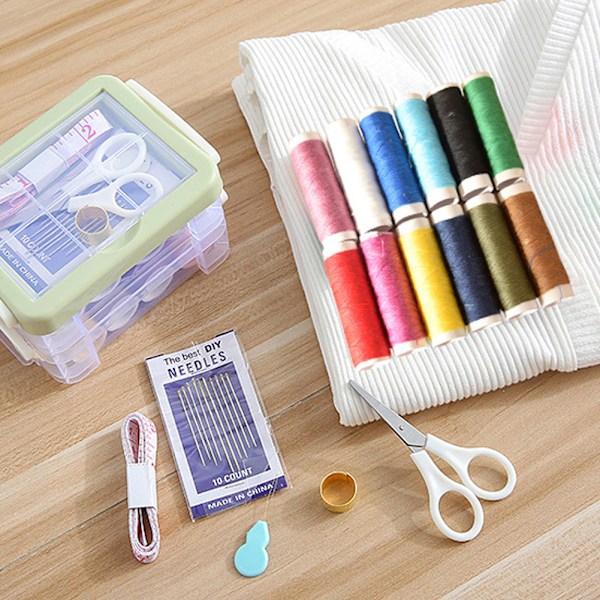 Hushållssynålslåda 6 delars kit Universal gör-det-själv-sömnadslåda Sytillbehör White