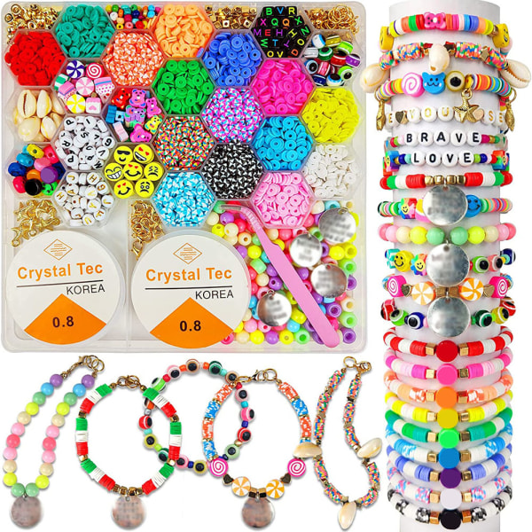 DIY färgglada pärlor Set Handgjorda pärlarmband gör tillbehör för barn flickor 4000PCS