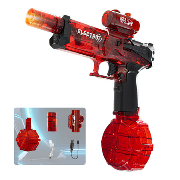 Ultimat Battle Blaster, Elektrisk Vattenpistol med Skjutljus, 10 Meter Lång Räckvidd, Snabbladdningsläge Is Explosioner, Barnpresenter för Pojkar Flickor Red