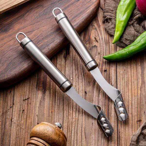 Rostfritt stål Chili Corer Peppers Seed Remover Lätt att rengöra paprika Frö Grävare Kökstillbehör 2pcs