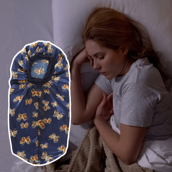 Damfjärilar Print Långa satinflätade huvar Hårskydd Bekväm nattmössa för att sova Beige