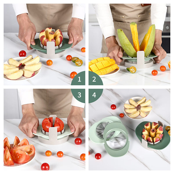 Frukt och grönsaksskärare Bärbar 3 i 1 Precisions-Frukt Skärare Multifunktion Rostfritt Stål Frukt Skärare Gradient Green