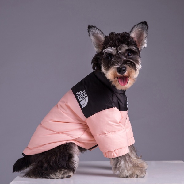 The Dogs Face Puffer Coat Tjock Varm utomhus Djurkläder Vinter Vindtät Mode Husdjursdräkt För Liten Medium Stor Hund Pink L