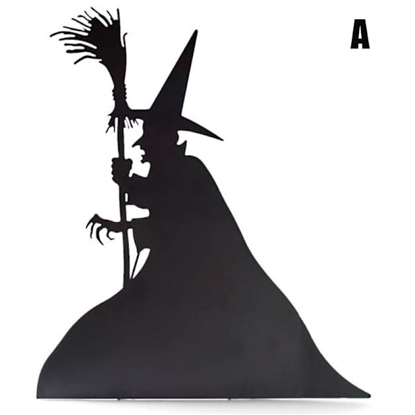 Häxa siluett smidesjärn utomhus dekorativ prydnad Halloween trädgård gård dekoration D