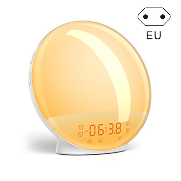 Sunrise Väckarklockor Wake-Up Light Dimbar Färgglada Lampor Radio För Barn Sovrum Kontor White  EU Plug