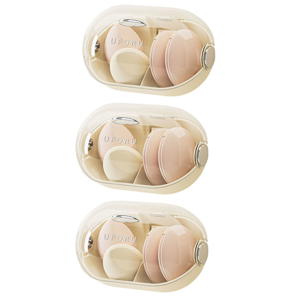 Stansfri skönhetsägg förvaringslåda med lock Hushållsdammsäker sminkorganiseringslåda för omklädningsrum Three Pack