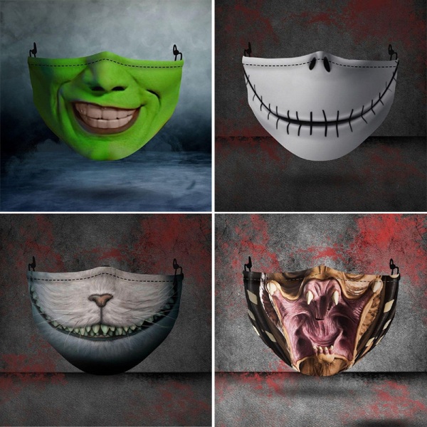 Halv ansiktsskrämmask för Halloween Cosplay rekvisita Skrämmande cover Halloween Festival Festtillbehör 5 Pack 21