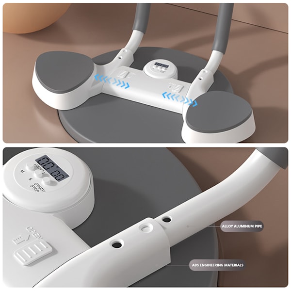 Smart Timing Plank Trainers, Magtränare med handtag, Multifunktionell Push-Up Fitness Board White