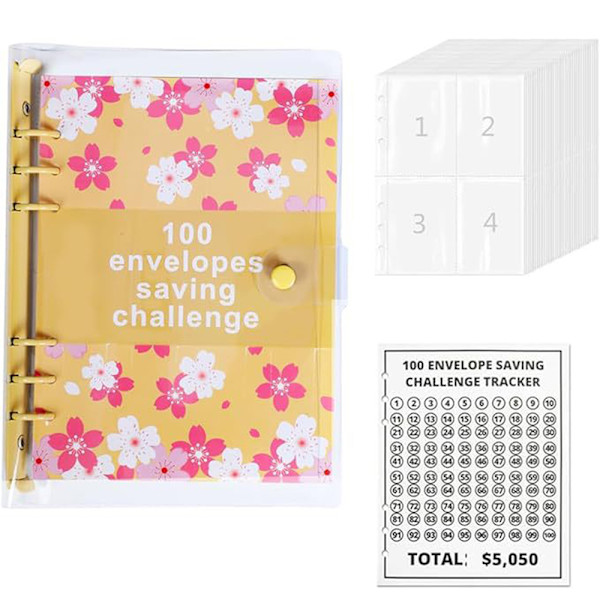 100 kuvert utmaningar anteckningsbok med cover Spara 5050 dollar på 100 dagars sätt present till födelsedag Purple