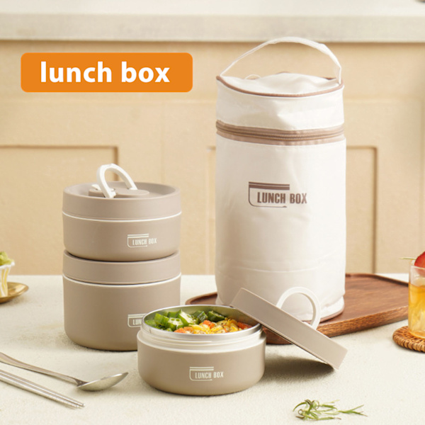 Bärbar isolerad lunchbehållare Set Multi-Layer Combination Picknick Lunch Box Brown 2 Layer