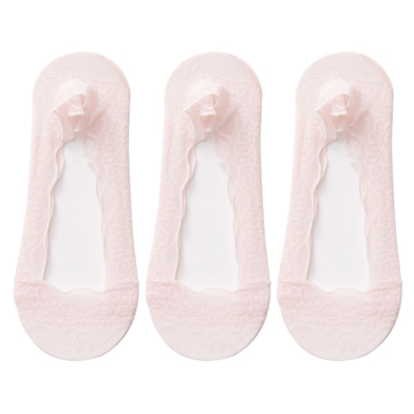 Spets No Show Liner Strumpor För Kvinnor Mjuk Deodorant Stretch Stretch Strumpor för dagligt bruk Pink 3 Pairs