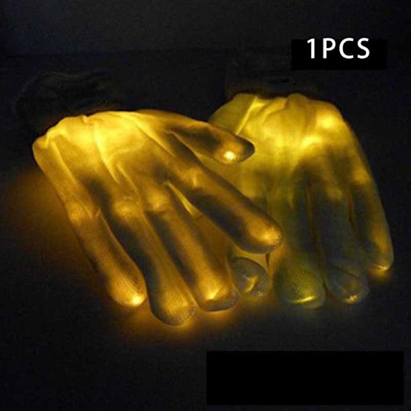 1 STK Kreativ personlighet LED-belysningshandskar Färgglada lysande Halloween julfest Cosplay Present Blinkande handske Yellow