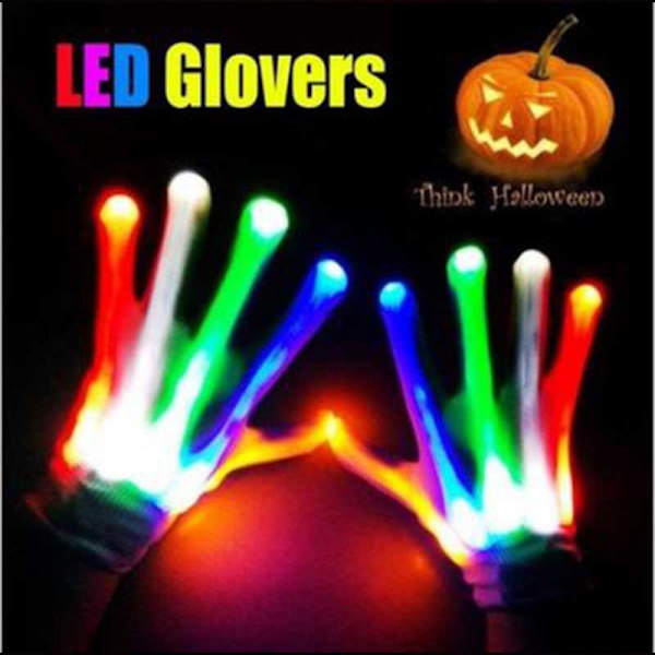 1 STK Kreativ personlighet LED-belysningshandskar Färgglada lysande Halloween julfest Cosplay Present Blinkande handske Colorful
