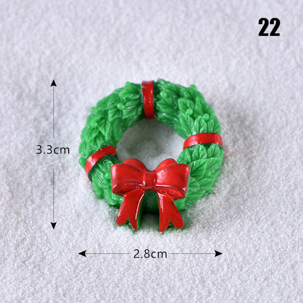 Jultema DIY Mini miniatyrfigur Trädgårdsdeko Jultomten Snögubbe Mikrolandskap för juldekoration 22