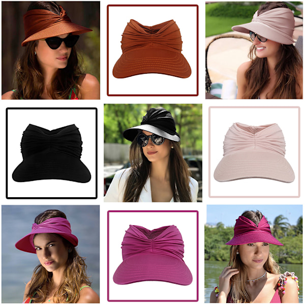 Sommer Dame Solhat Pakkelig Stor Skygge Solskærm Hatte Dame Sommer UV Beskyttelse Strandkasket Black
