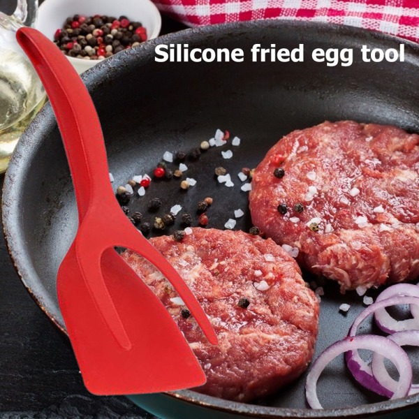 2-i-1 spatel och tång, non Stick-omeletttillverkningsklämma för hemköket Red