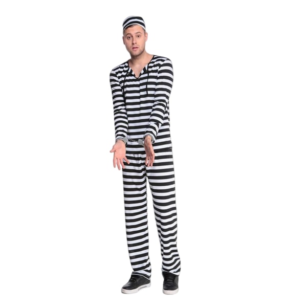 Fångkläder Cosplay Kläder För Kvinnor Män Långärmad Randig Rollspel Kostym Male Money M