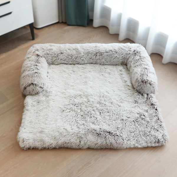 Stor plysch hundkennelsäng tvättbar fuzzy mysig mjuk kattkudde för husdjur rektangulär varm sovsoffa matta för vintern Small Pink