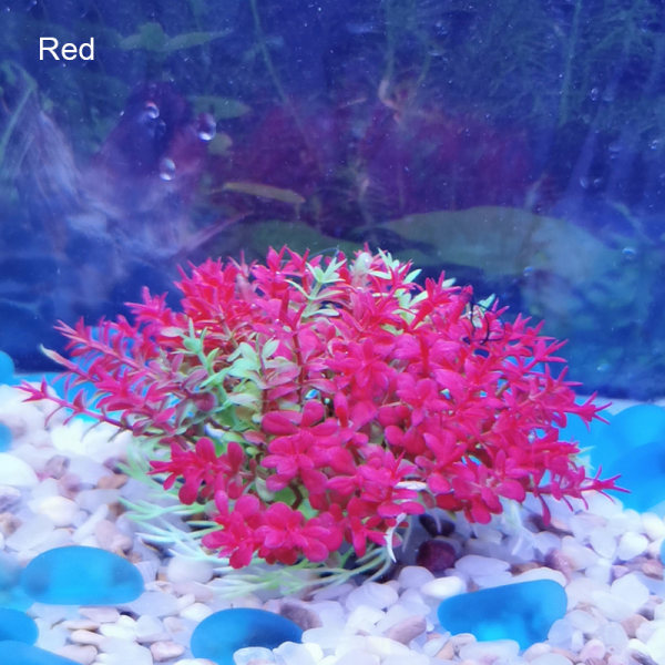 Fish Tank Artificiell vattenväxt Plastgräs Akvarium Dekor Tillbehör Red