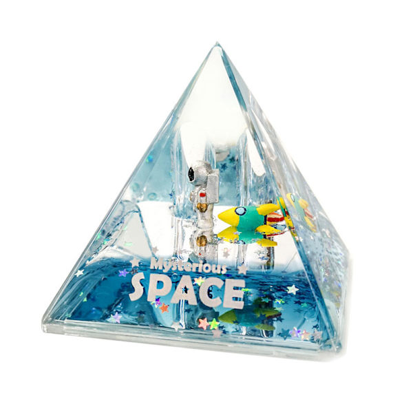 Flytande kvicksand Pyramid Blyertspenna Hållare Mysterious Space Akryl Harts Skrivbord Dekorativ Organizer Silver