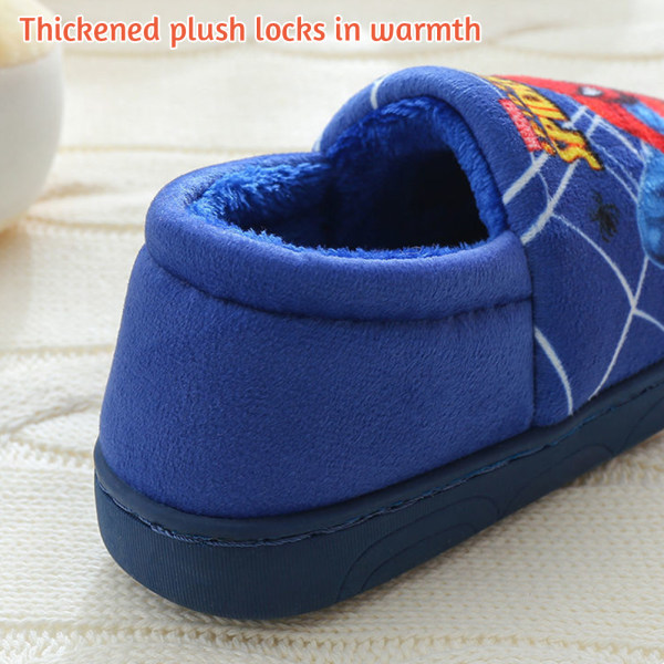 Barn Tofflor i bomullsmönster Fashionabla halkfria värmande skor för vardagsrum Bag Heel Blue 3435