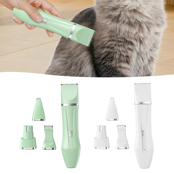 Multi In 1 Kæledyrspote Trimmer Genopladelig Vandtæt Kæledyrspleje Barbermaskine Digital Display Professionel Kæledyrsklipper Til Hunde Kat Bright And White Two In One