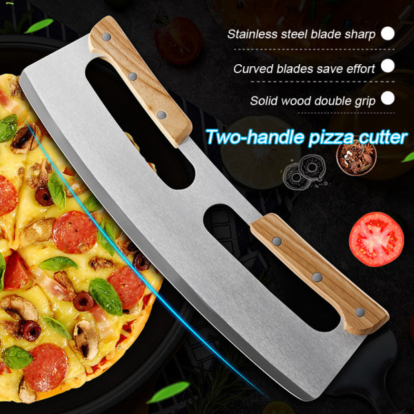 Pizzaskärare med trähandtag rostfritt stål pizzaskärhjul Köksredskap för fest i hemmet
