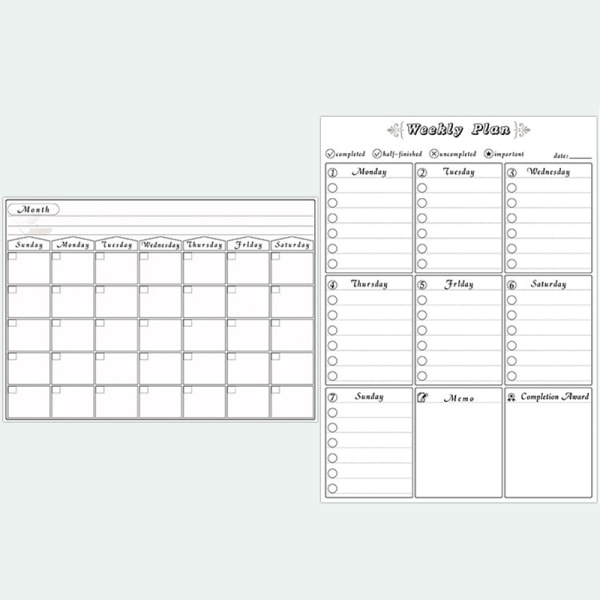 Raderbar kalender för kylskåp Magnetiska whiteboard-kalendrar Månads-/veckoplanerare Organizer Daglig anteckningsbok G