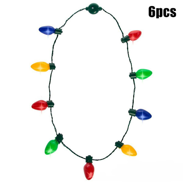 Christmas Light Up Bulb Halsband Barn Vuxna Bärbara lampor Smycken Juldekor Festfavorit 6pcs