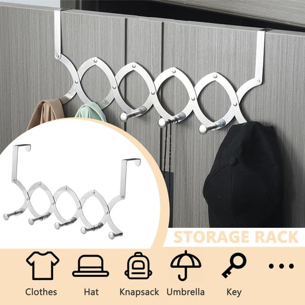 Rostfri Dörr Bakre Klädhängare Infällbar multifunktionell Klädställning för sovrum Small Hook Four Hooks