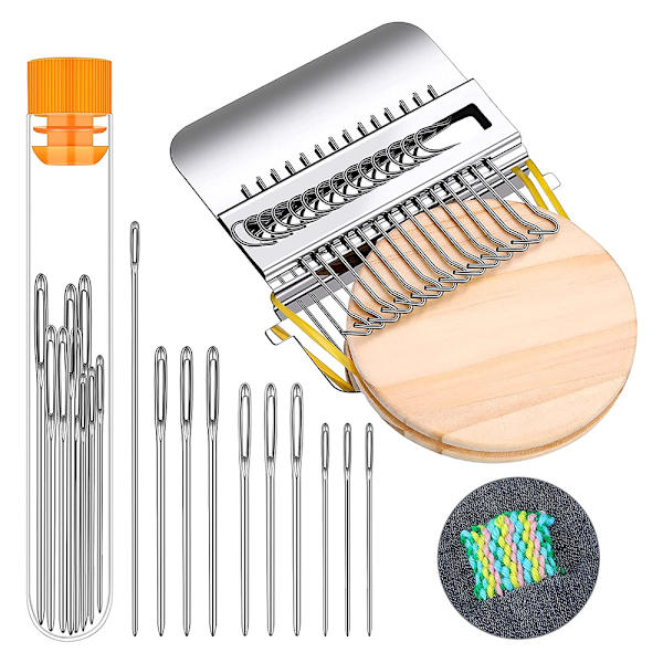 Mini Stopningsmaskin Lätt att bära Hushållsstickmaskin för nybörjare Gray 10 Pins