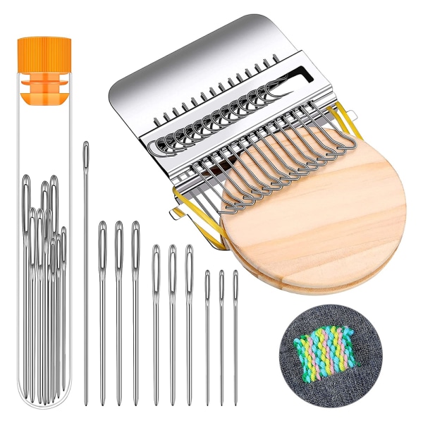 Mini Stopningsmaskin Lätt att bära Hushållsstickmaskin för nybörjare Yellow 14 Pins