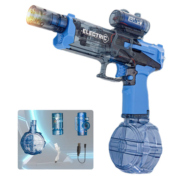Ultimat Battle Blaster, Elektrisk Vattenpistol med Skjutljus, 10 Meter Lång Räckvidd, Snabbisläge Is Explosioner, Barnpresenter till Pojkar Flickor Blue