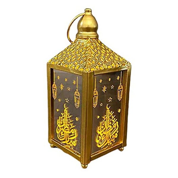 Gyllene/vit Ramadan Lykta Lampa Happy Eid Light Ramadan Inredningslampa Hem Fest Dekoration Prydnader för semester Gold Large