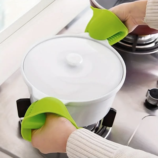 2 st Anti-scald silikon Ugnsvantar Värmebeständiga Slitstarka Nyp Vantar För Bakning Matlagning Red