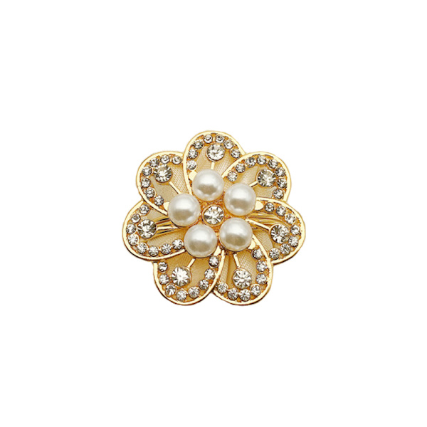 Servettknapp Hotell Serviser Pearl Flower Diamonds Festival Servettspänne Bord Tillbehör Imitation Gold 6 Piece Set