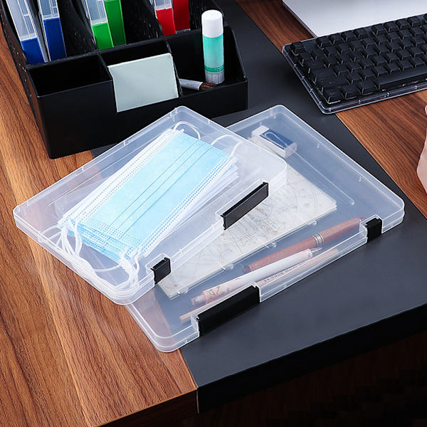 A4/A5 Transparent förvaringslåda Bärbar organizer Red Small A5