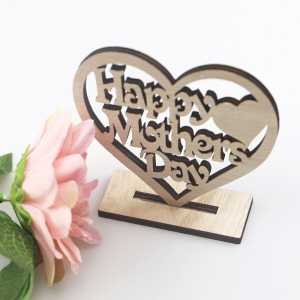 Ihålig prydnad Glad mors dag present Bästa mamma mamma Trähjärtaplakett Fristående Kärlek till mors dag Happy Mothers Day