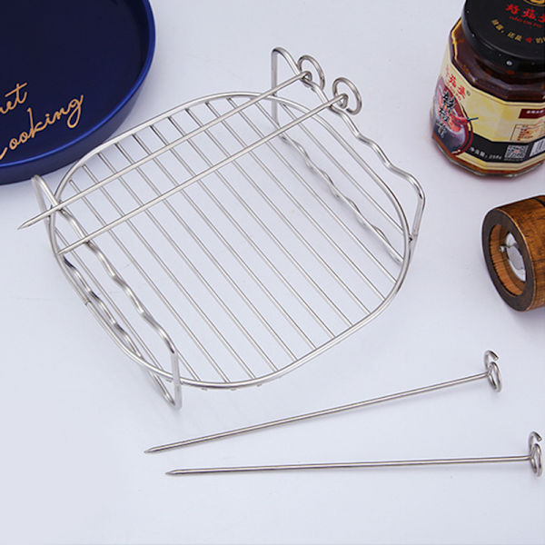 Air Fryer Tillbehör Air Fryer Rack Set med 3 Multi-purpose 7 tum Dubbellagers Rack Metallhållare för köksredskap