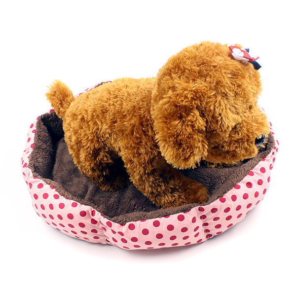 Hundsäng Avtagbar och tvättbar Mjuk Varm kattbo Dot Pet Bed Slitstark Söt Red Large