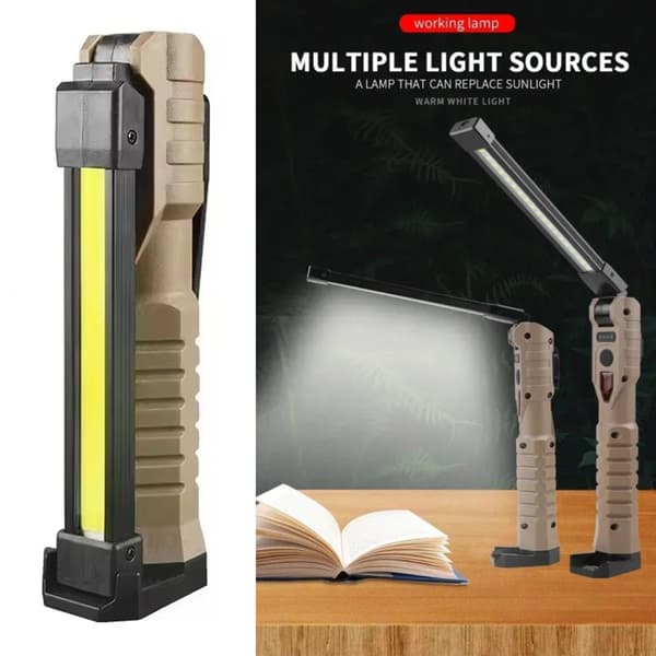 Multifunksjonelle sammenleggbare arbeidslamper med magnetisk base, håndfri mekanikerlampe Black