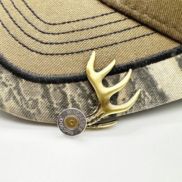 Horn Hattklämma för jaktälskare Fashionabla hatt dekorativt klämma Present för rådjurälskare Gold