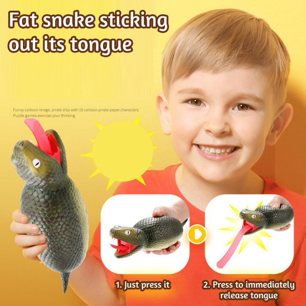 Fats Snake Squeeze Out Long Tungue Toy With Sounds Lätt avkopplande leksak Barn Pojke Flicka Party Favoritleksaker Yellow