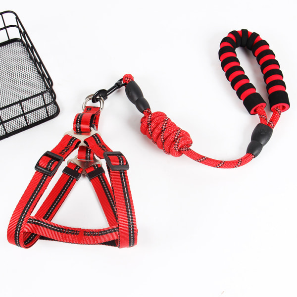 Handsfree husdjurskoppel för promenader löpning Reflekterande justerbart nylon midjebälte hundträning dragrep Red 1.2cm