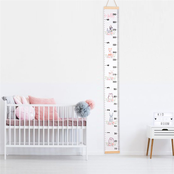 Höjdmät linjal för barn trävägghängande tillväxtdiagram dekorativa rekvisita Baby födelsedagspresent C