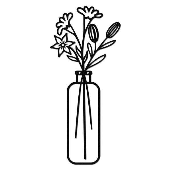 Metall väggkonstdekoration lätt blomma i kruka kreativ prydnad för vardagsrum kök sovrum Three In A Set